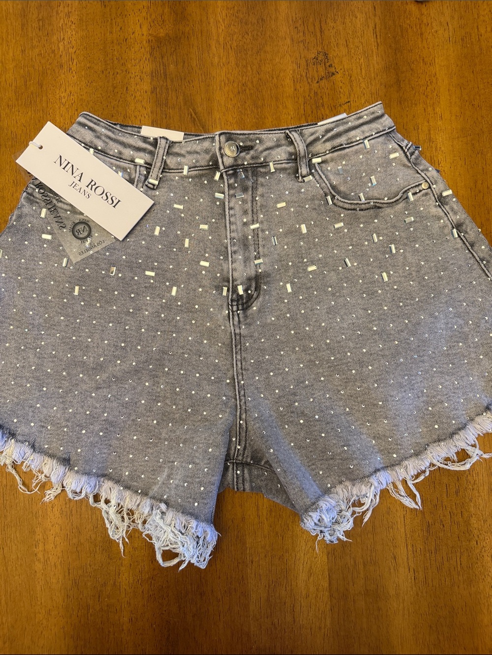 Nina Rossi Embellished Denim Shorts - M